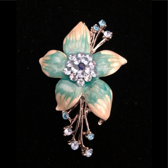 Crystal Sequins Rhinestones Brooch Enamel Flower Crystal Bloom Shiny Romantic - Picture 13 of 14